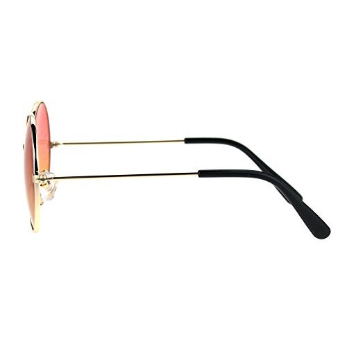 SA106 Kids Child Size Hippie Round Circle Lens Tie Dye Gradient Metal Sunglasses (red orange) - Image 3