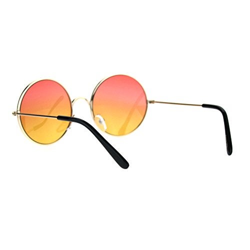 SA106 Kids Child Size Hippie Round Circle Lens Tie Dye Gradient Metal Sunglasses (red orange) - Image 4