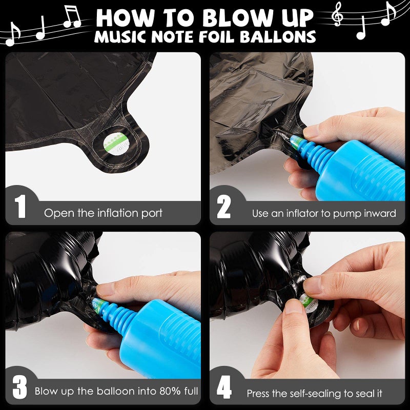 Skylety 60 Pieces Music Theme Party Decorations Set Include Music Note Latex Balloons Music Note Foil Balloons Music Note Banner Music Note Hanging Swirls for Birthday Party Wedding Supplies (Classic Style) - Image 4