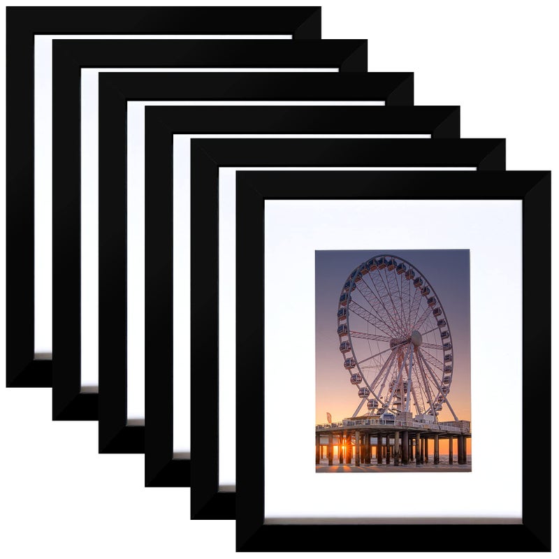 إطار صور BESCRCL 8x10 باللون الأسود مجموعة من 6 لعرض الصور 5x7 مع إطار أو 8x10 بدون إطار للتعليق على الحائط أو وضعه على الطاولة