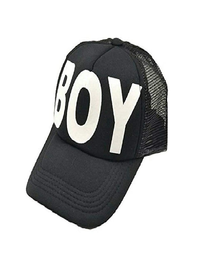 Finix Boy's & Girl's XX Half Net Baseball Cap and BOY Printed Cap (Black)-(Pack of 02) - Image 2