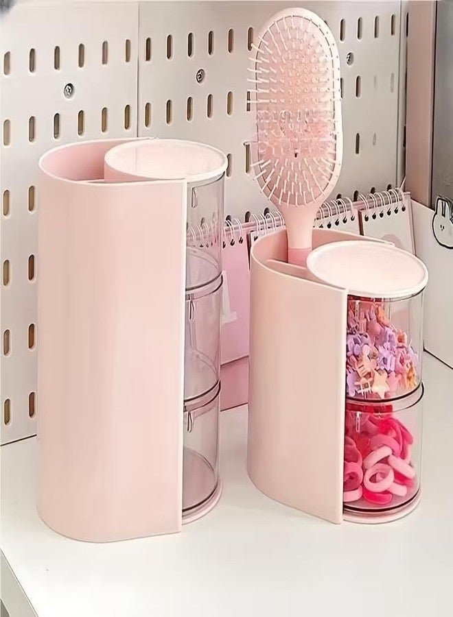 QUIRA Rotating Makeup Organizer with 2 Transparent Storage Compartments, Dustproof Cosmetic Holder for Vanity, Skincare Lipstick Jewelry Desk Organizer Box (Multicolour) - Image 3