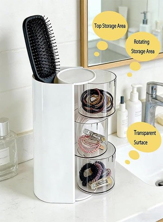 QUIRA Rotating Makeup Organizer with 2 Transparent Storage Compartments, Dustproof Cosmetic Holder for Vanity, Skincare Lipstick Jewelry Desk Organizer Box (Multicolour) - Image 5