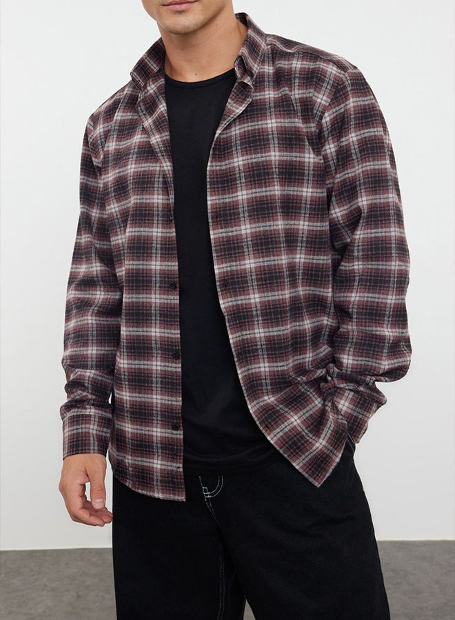 trendyol Winter Claret Red Plaid Lumberjack Shirt - Regular Fit - Image 1