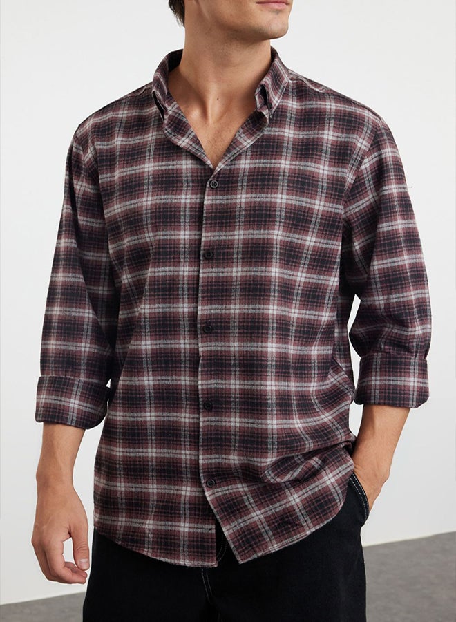 trendyol Winter Claret Red Plaid Lumberjack Shirt - Regular Fit - Image 2