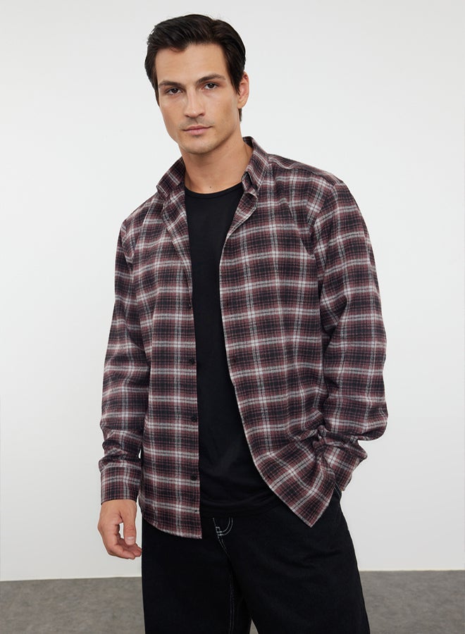 trendyol Winter Claret Red Plaid Lumberjack Shirt - Regular Fit - Image 5
