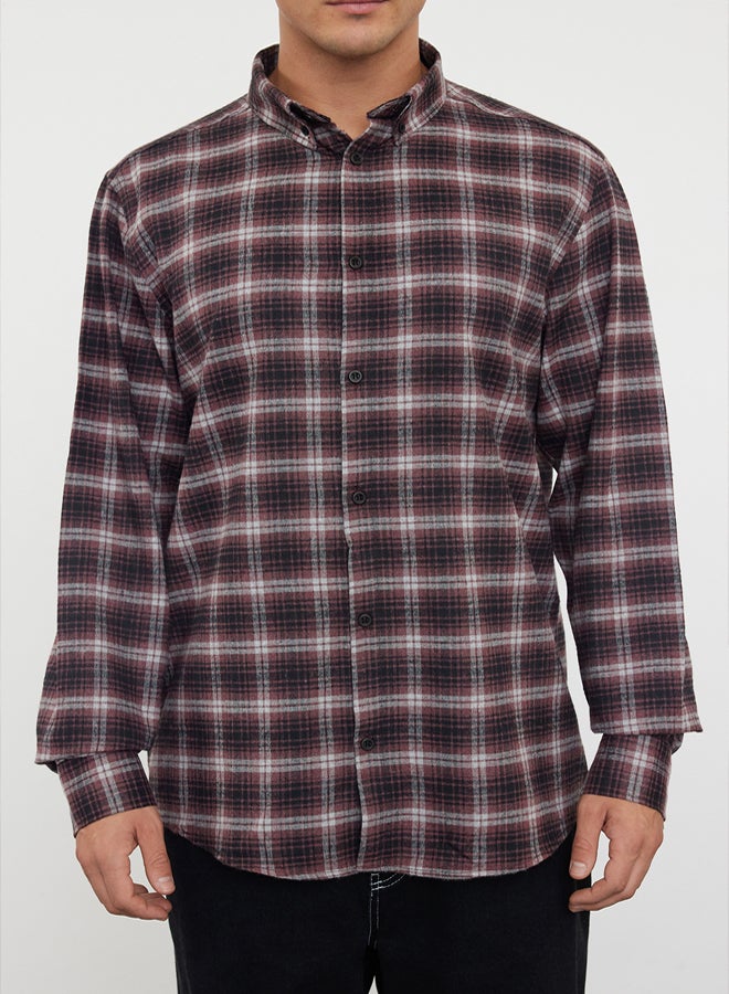 trendyol Winter Claret Red Plaid Lumberjack Shirt - Regular Fit - Image 3