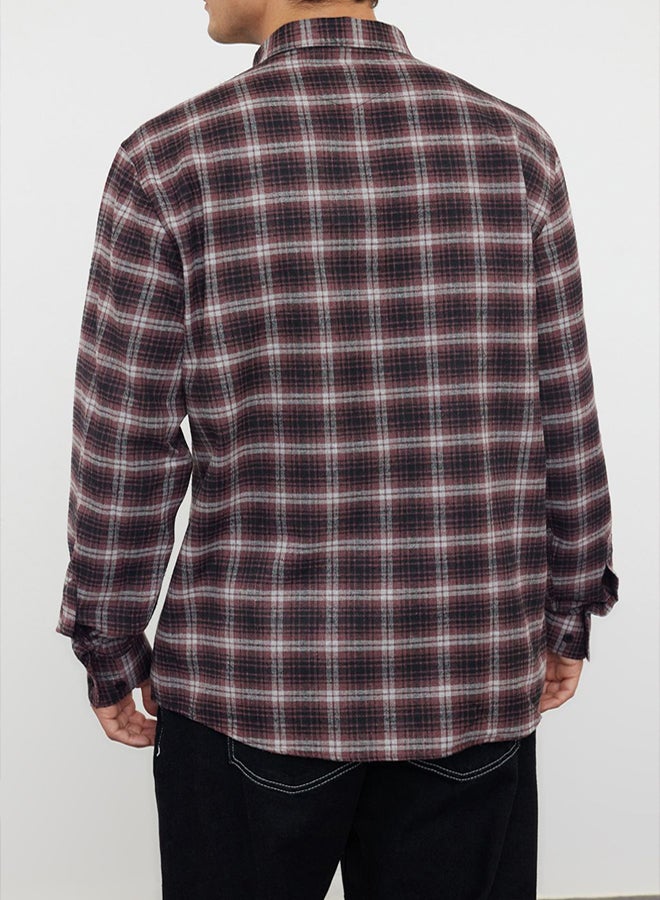 trendyol Winter Claret Red Plaid Lumberjack Shirt - Regular Fit - Image 4