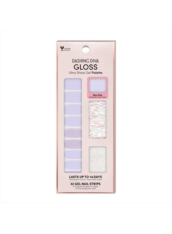 DASHING DIVA Gloss Nail Strips - Gleam Queen | UV Free, Chip Resistant, Long Lasting Gel Nail Stickers | Contains 32 Nail Wraps, 1 Prep Pad, 1 Nail File - Image 1