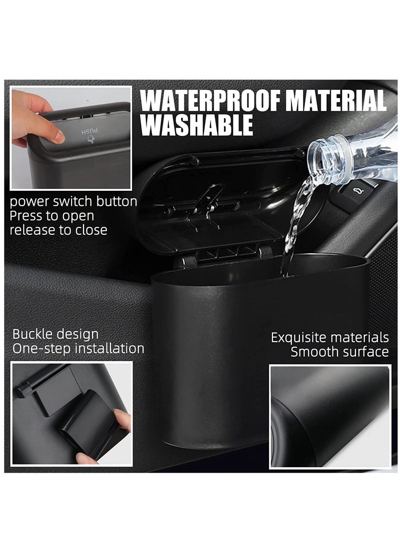 Furtey Portable Car Flip Trash Can Storage Bucket Black  - Image 2