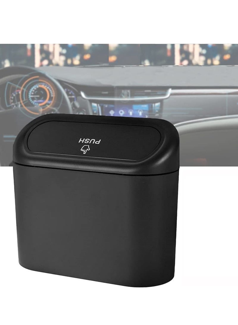 Furtey Portable Car Flip Trash Can Storage Bucket Black  - Image 1