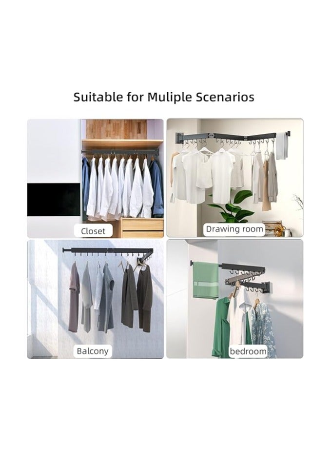 general Retractable Clothes Drying Rack,3 Fold Black-Laundry Drying Rack,Space Saver,Foldable Durable,for Laundry,Balcony,Bathroom,Patio,Dormitory,Apartment - Image 3