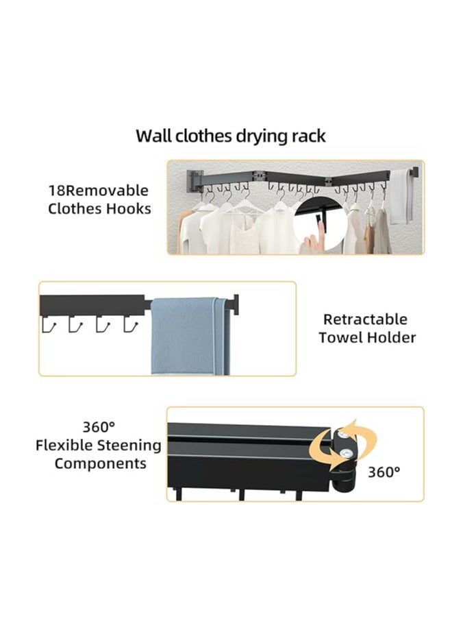general Retractable Clothes Drying Rack,3 Fold Black-Laundry Drying Rack,Space Saver,Foldable Durable,for Laundry,Balcony,Bathroom,Patio,Dormitory,Apartment - Image 4