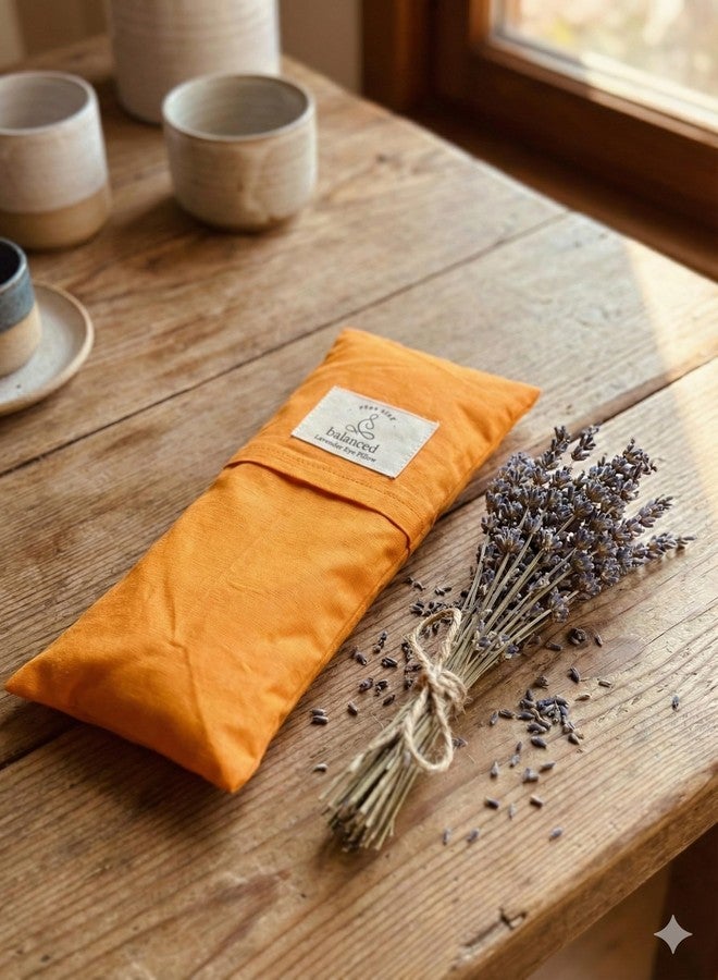 Balanced Yoga Stuff BYS Weighted Lavender Eye Pillow, Organic Cotton Fabric, Grey and White, with Travel Pouche (Standard, Orange) - Image 3