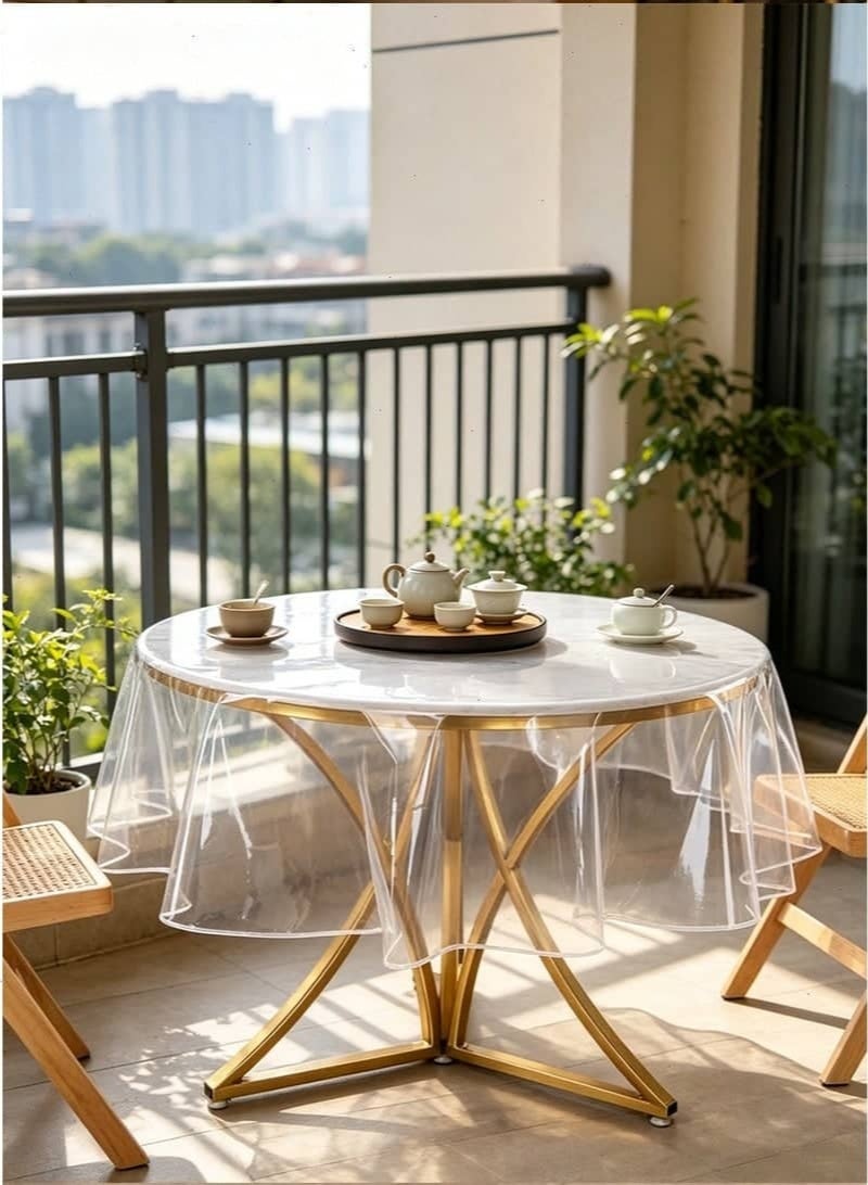 Aideli Clear Plastic Tablecloth 100% Waterproof Round 54in (137cm), Transparent PVC Table Cover Protector, Oil-Proof Stain-Resistant Wipeable Dining Table Cover for Indoor Outdoor - Image 5
