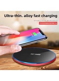 Generic Wireless Charger Fast Charge 10W Ultra-thin Ultra-light Round Metal Compact Portable Suitable For Apple For Huawei For Xiaomi-Color:Gy68 Red [10w Fast Charge]  - Image 2