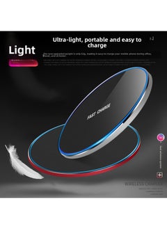 Generic Wireless Charger Fast Charge 10W Ultra-thin Ultra-light Round Metal Compact Portable Suitable For Apple For Huawei For Xiaomi-Color:Gy68 Red [10w Fast Charge]  - Image 3
