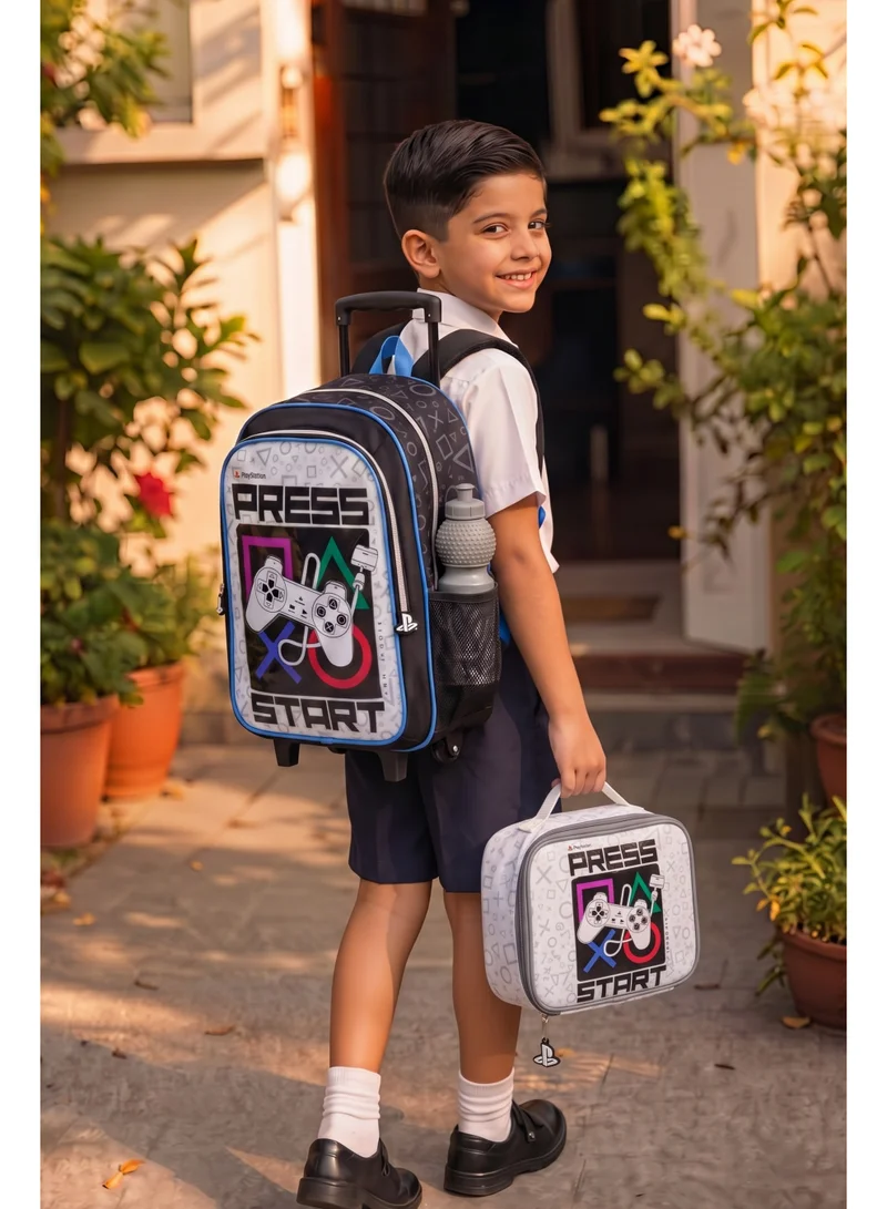 سوني PlayStation 5-in-1 Kids Trolley School Set 18" | Rolling Backpack, Lunch Bag, Lunch Box, Water Bottle & Pencil Case  | Water Resistant  | Boys School Bag