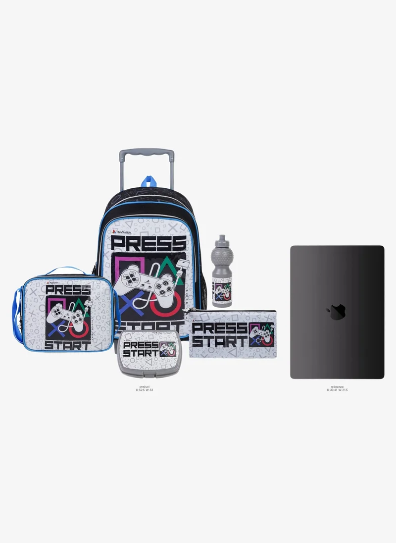Playstation PlayStation 5-in-1 Kids Trolley School Set 18" | Rolling Backpack, Lunch Bag, Lunch Box, Water Bottle & Pencil Case  | Water Resistant  | Boys School Bag