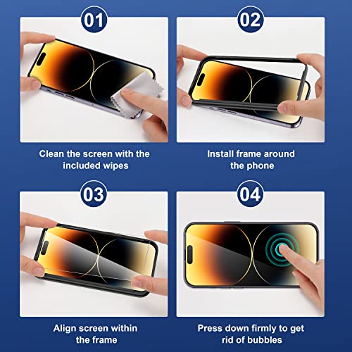 ImpactStrong 3-Pack Shatterproof Tempered Glass Screen Protector for iPhone 14 Pro Max [Easy Installation Frame] [Bubble Free] [9H Hardness] [Full Coverage] Case Friendly, 6.7 Inch - Image 5