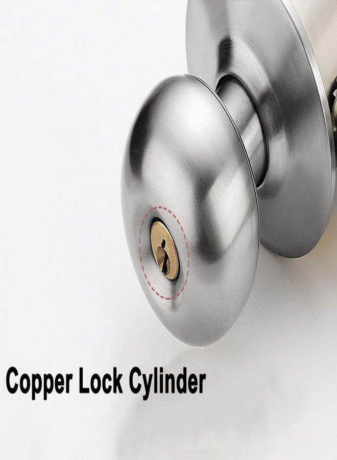 MLD Matte Finish Stainless Steel 202 Lockset Cylindrical Lock Latch Door Tubular Door Lock Silver with 3 Keys - Image 4