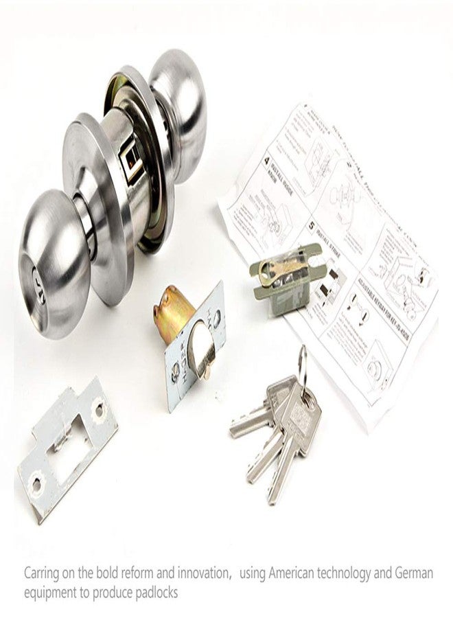MLD Matte Finish Stainless Steel 202 Lockset Cylindrical Lock Latch Door Tubular Door Lock Silver with 3 Keys - Image 5