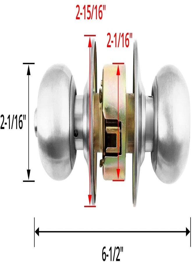 MLD Matte Finish Stainless Steel 202 Lockset Cylindrical Lock Latch Door Tubular Door Lock Silver with 3 Keys - Image 3