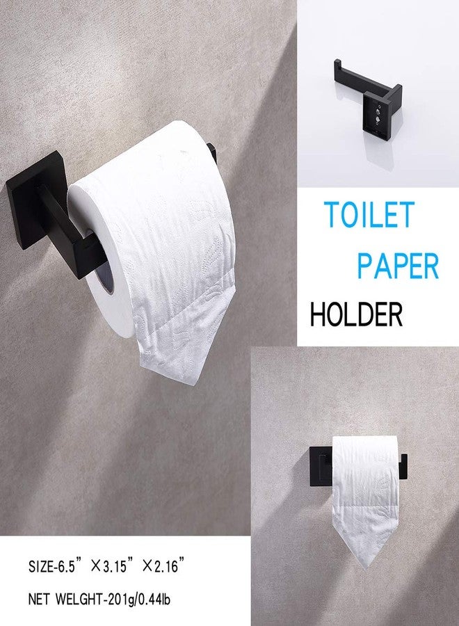 TASTOS 3-Piece Bathroom Hardware Set Matte Black Wall Mounted Bathroom Accessory Set, Premium Stainless Steel Robe Hook Toilet Paper Holder 16-Inch Towel Bar (Black) - Image 4
