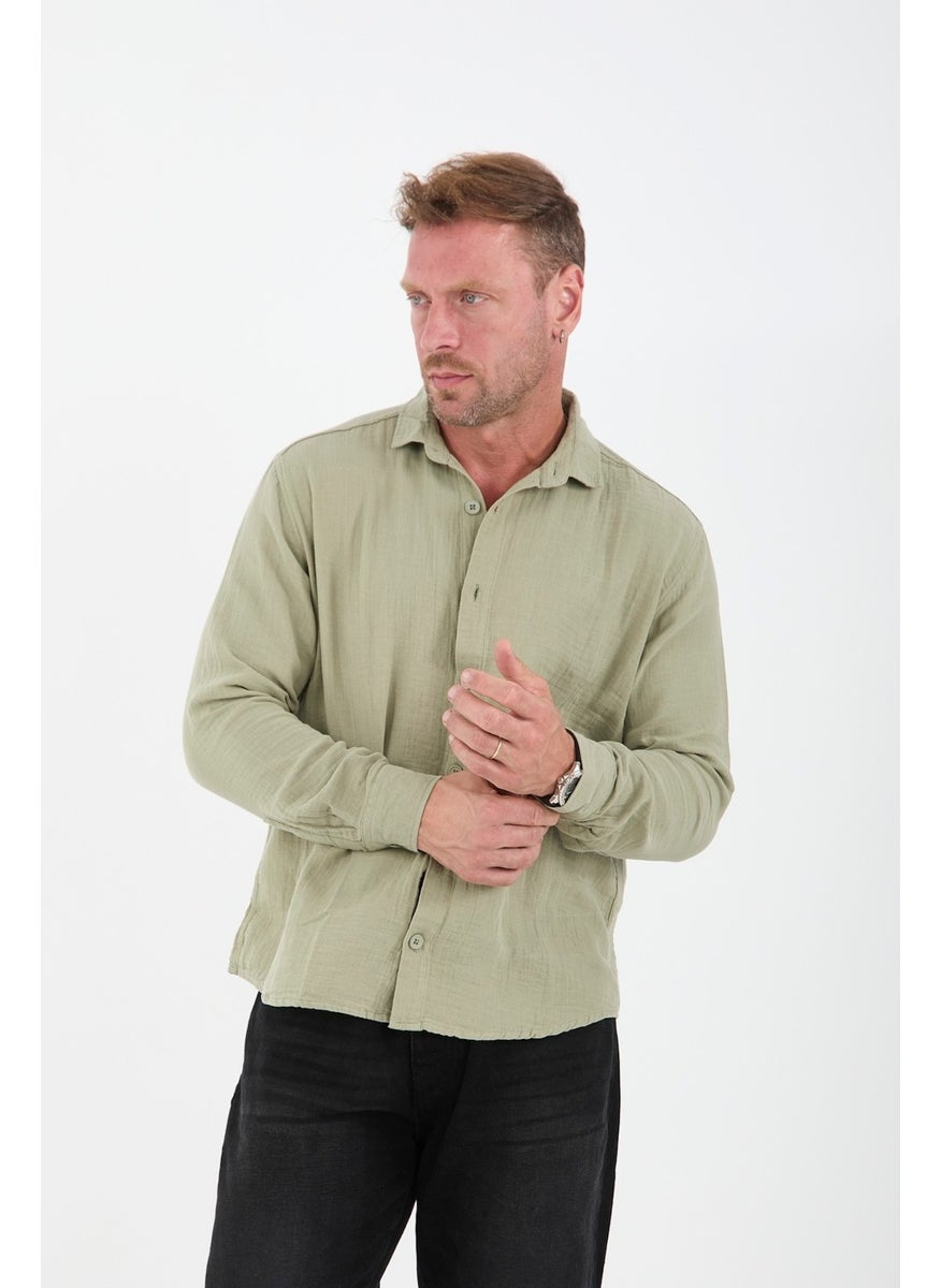 Muslin Fabric Collar Long Sleeve Shirt - Light Khaki - pzsku/Z097849FFF6F20956DB31Z/45/_/1741192198/34a8093b-af4f-4354-b064-149fc8494e13