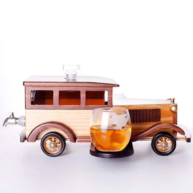 Riderev Riderev Retro Car Model Decanter (1000ML) Set Whiskey & Wine Decanter Airplane Set 2 Globe Glasses (300ML) Classic Cars Shaped Decanter, Creative Wine Carafe, for Liquor Scotch Bourbon Vodka  - Image 3