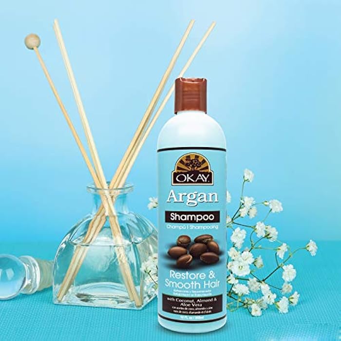 OKAY | Argan Shampoo | For All Hair Types & Textures | Restore, Hydrate and Smooth Hair | With Coconut, Almond, & Aloe Vera | Free of Parabens, Silicones, Sulfates | 12 oz - Image 5