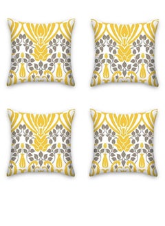 Kutis 4-Piece Modern Home Painted Printing Pillow Case Sofa Pillow Cover Throw Pillow Cover Plush Yellow/Gray 45 x 45 Centimeter  - Image 1