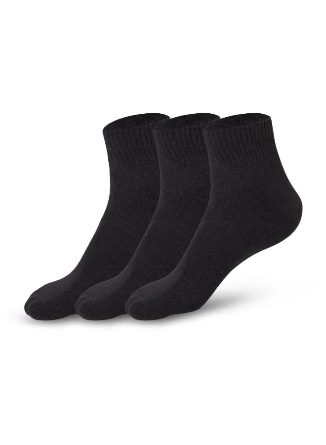 Ampm Mens Cotton-blended Ankle length Socks (PACK OF 3) Double cushioned Sole, Ultra-Soft touch, Secure Gentle Grip, Reinforced stitch, Skin Friendly  - BLACK