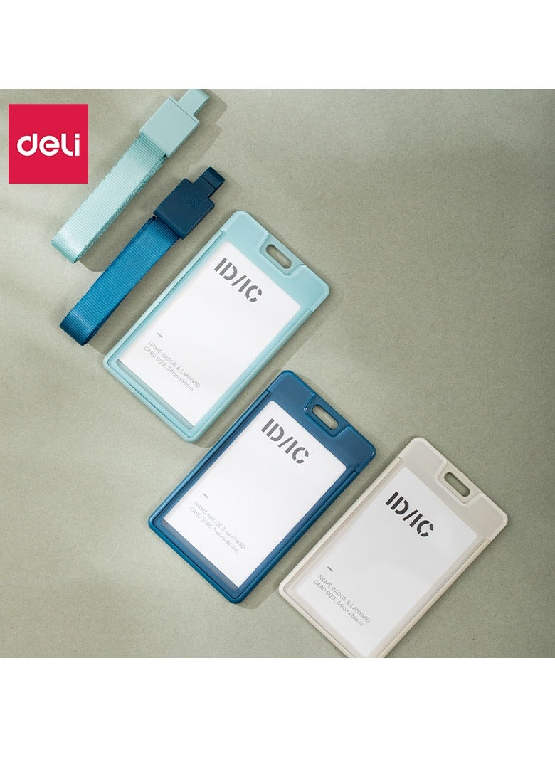 Deli EF407 Removable Lanyard Name Badge Holder,54*86 Card Slot - Blue/Green/White- Single Assorted