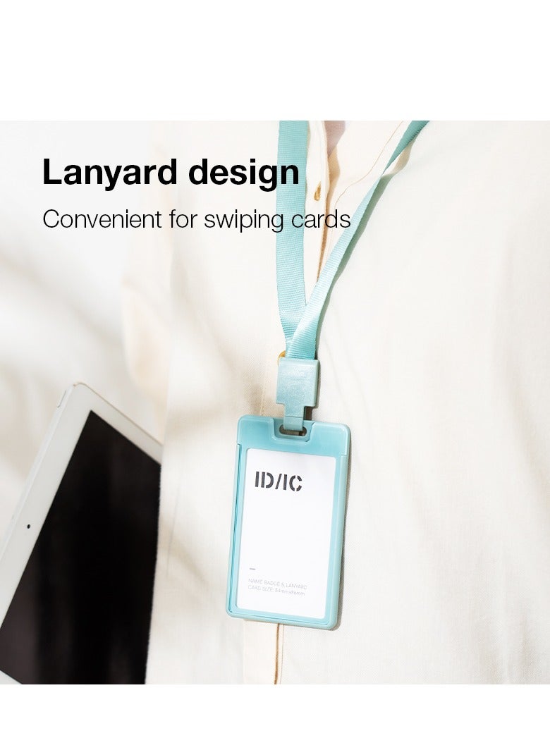 Deli EF407 Removable Lanyard Name Badge Holder,54*86 Card Slot - Blue/Green/White- Single Assorted