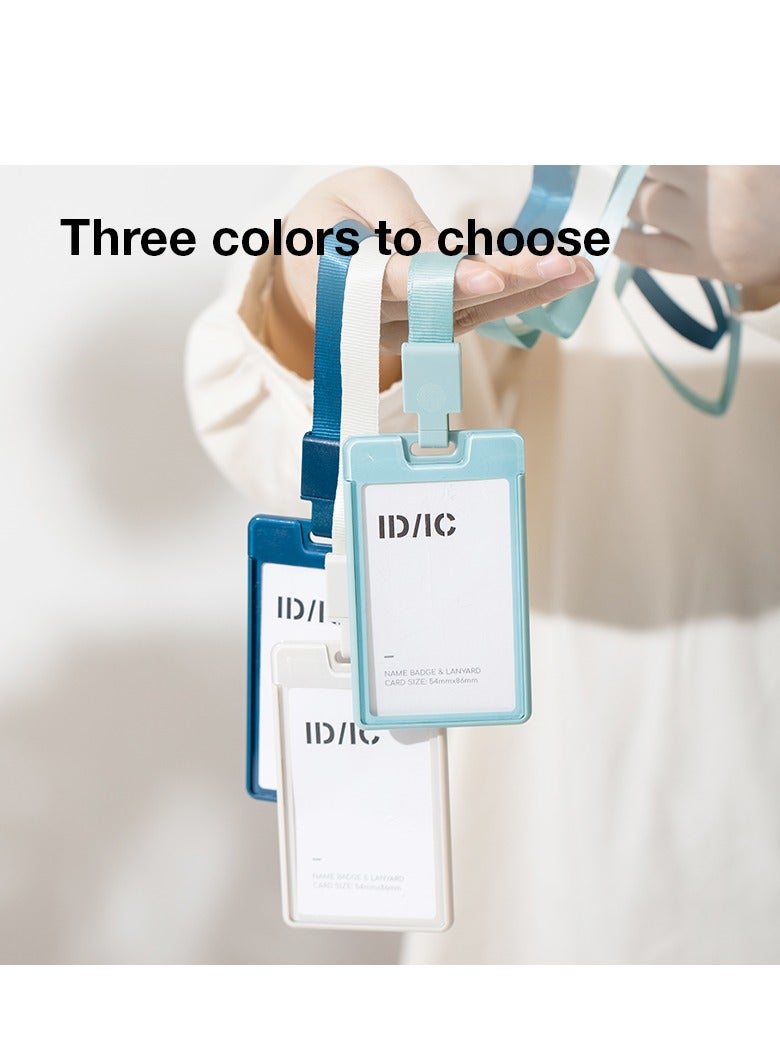 Deli EF407 Removable Lanyard Name Badge Holder,54*86 Card Slot - Blue/Green/White- Single Assorted