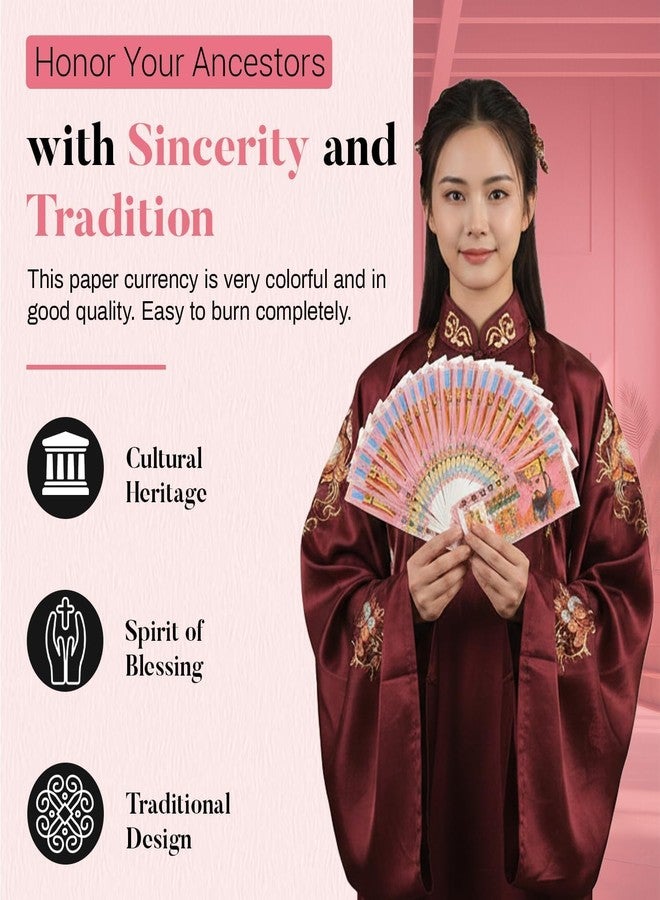 Qisan 500 Pcs Jade Emperor Ancestor Money to Burn | Traditional Chinese Joss Copy Money | Heaven Bank Chinese Ghost Currency | Sacrificial Offerings for Funerals | Worshiping Ancestors | Bring Good Fortune - Image 2