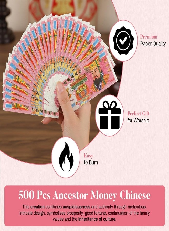 Qisan 500 Pcs Jade Emperor Ancestor Money to Burn | Traditional Chinese Joss Copy Money | Heaven Bank Chinese Ghost Currency | Sacrificial Offerings for Funerals | Worshiping Ancestors | Bring Good Fortune - Image 3