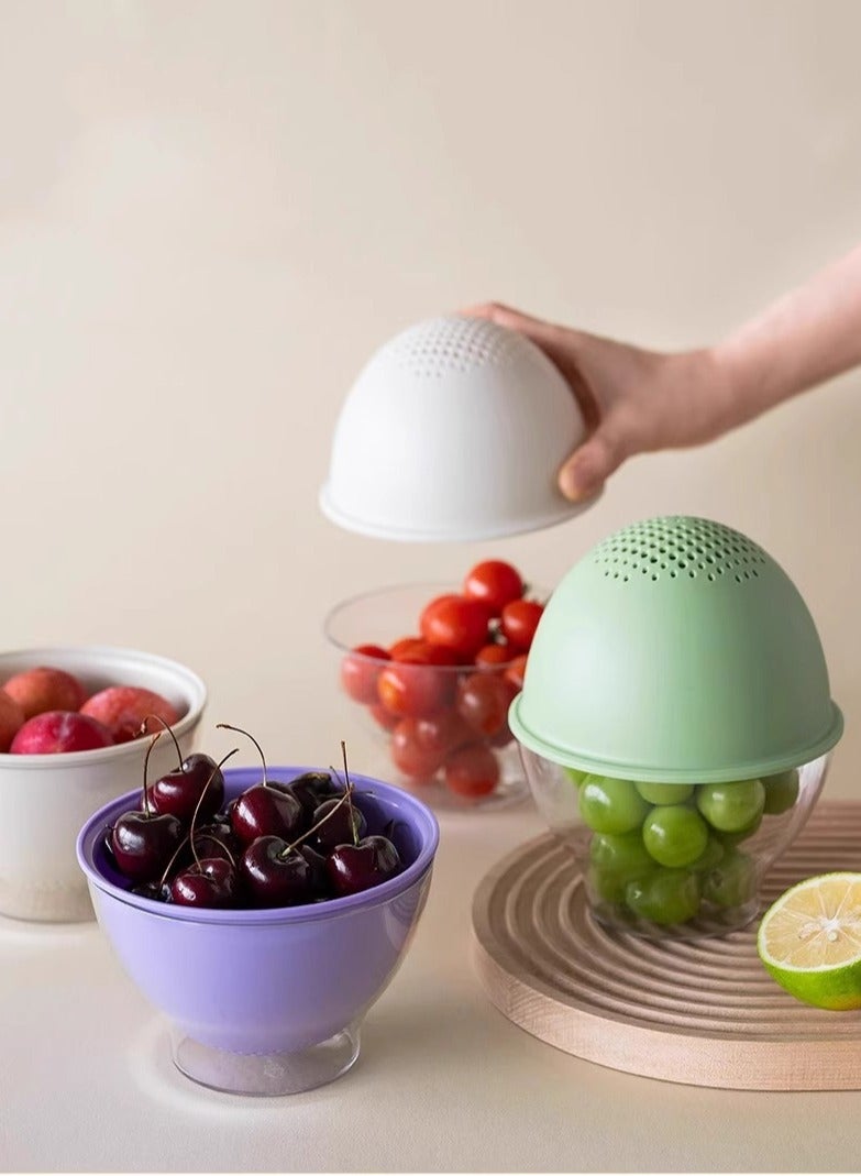 3pcs drain basket, 2-in-1 kitchen filter set with filter bowl, berry bowl and berry filter set, double-layer drainage basin, fruit and small vegetable washing basket  - Image 1