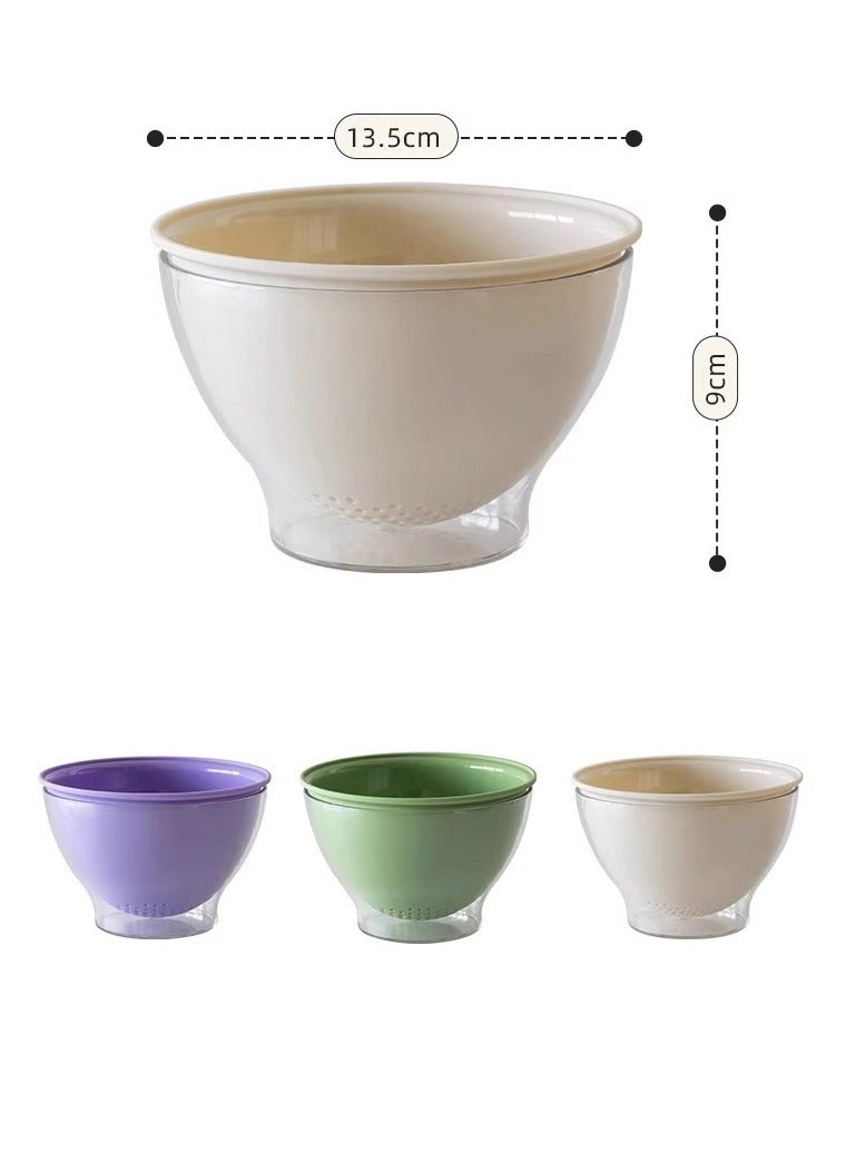 3pcs drain basket, 2-in-1 kitchen filter set with filter bowl, berry bowl and berry filter set, double-layer drainage basin, fruit and small vegetable washing basket  - Image 2