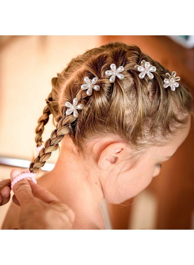 SUN Ring SUNRING Korean Style Small Pearl Hair Claw Clips | Mini Flower Design Pearl Claw Clips for Women and Girls 4Pcs (Pack of 4, White) - Image 5