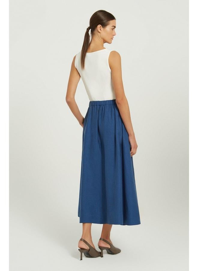 Mısırlı 1951 Navy Pocket-Detail Long Flared Skirt. - Image 2