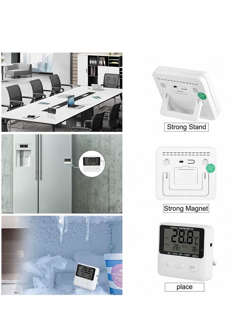 SYOSI - Refrigerator Thermometer Digital Kitchen Fridge LCD Display High and Low Temperature Alarm Extra Sensor for Home Restaurants Cafes - Image 1