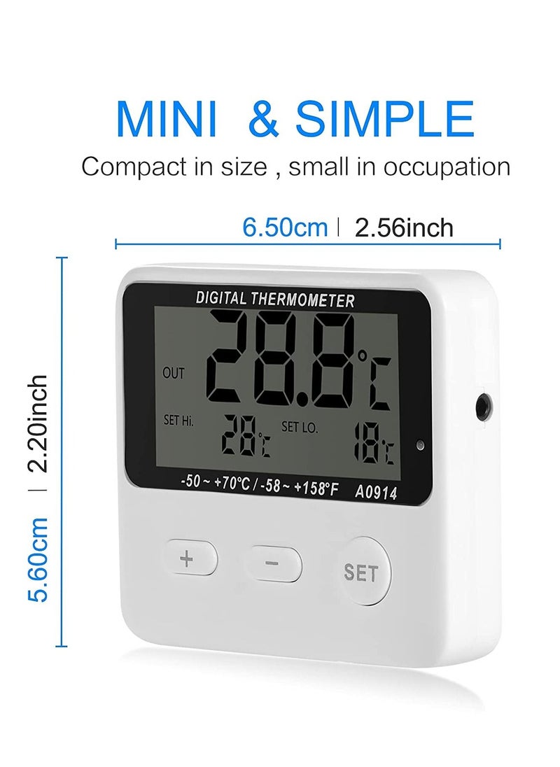 SYOSI - Refrigerator Thermometer Digital Kitchen Fridge LCD Display High and Low Temperature Alarm Extra Sensor for Home Restaurants Cafes - Image 1