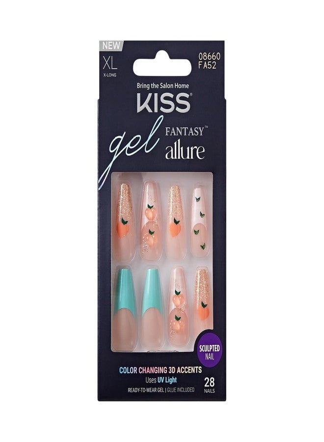 KISS False Nails Kit, Gel Fantasy Allure Ready to Wear Gel & Sculpted Nails, Stick and Glue Included, X-Long Length, Coffin Shape with Color Changing Accent, Long-Lasting Hottest Trend Glue on Nails - Image 1