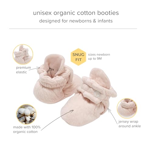 Burt's Bees Baby Girls Booties Organic Cotton Newborn Essentials Shoes, Gender Neutral Color for Ages 0 to 9 Months Old - Image 2