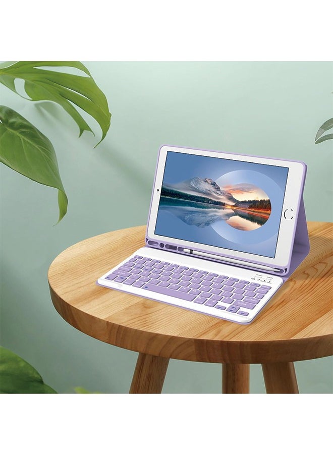 Keyboard Case for iPad 9th/8th/7th Generation 10.2 Inch [Magnetic Detachable Wireless Keyboard][Support 3 System] Flip Stand Case with Pencil Holder for iPad 10.2 2021/2020/2019, Purple