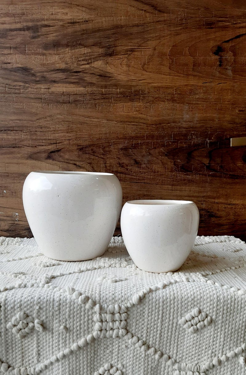 Niyara Ceramic Combo planters Pot for Home Garden Balcony Set of 2, Apple 6 & 4 inch (White Apple 6 & 4 inch) - Image 3