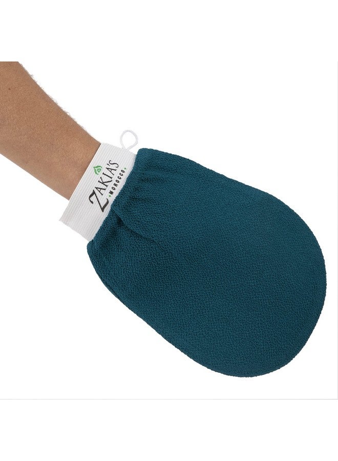 Zakia's Morocco Original Kessa Exfoliating Glove - Removes unwanted dead skin, dirt and grime. Great for self-tanning preparation. Made of 100% natural Rayon. (Pack of 2, Rough Blue) - Image 2