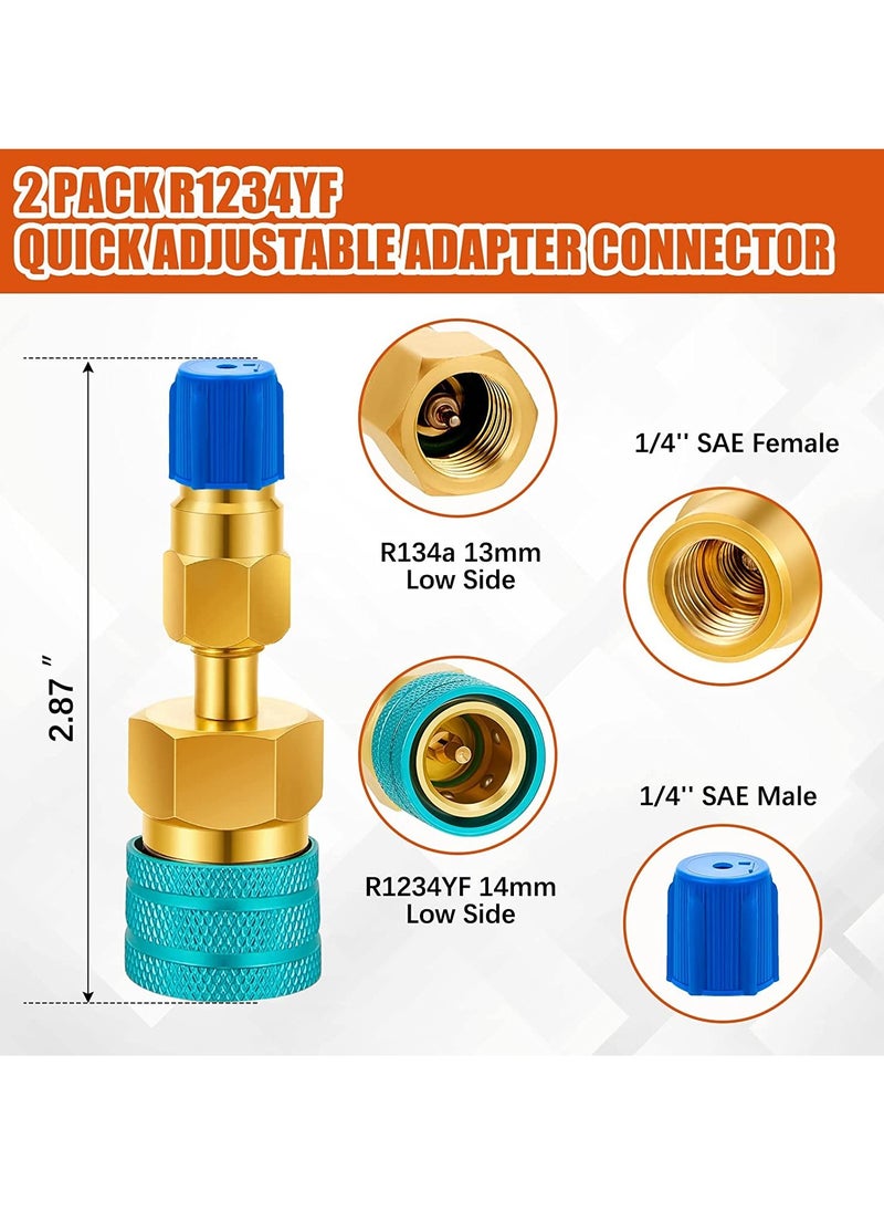 Excefore - Car Quick Coupler R1234YF to R134A Conversion Kit Air Conditioning System Hose Fitting AC Refrigerant Charging Quick Adjustable Adapter Connector Conversion Kit Blue Red - Image 1